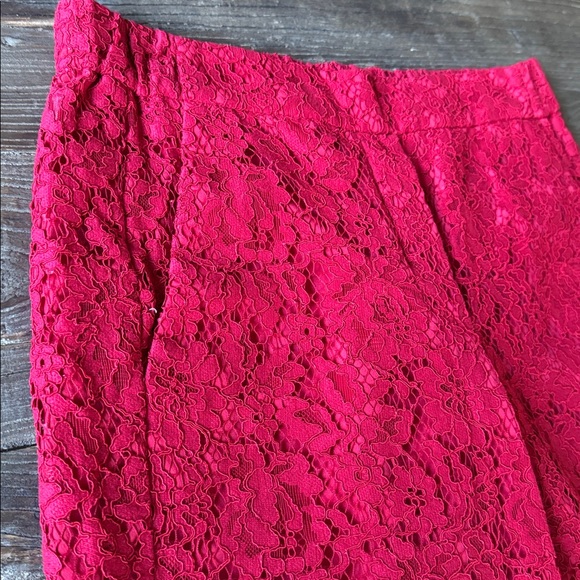 J Crew Easy pants cropped red lace elastic backed waist EUC size 4 - Picture 6 of 9